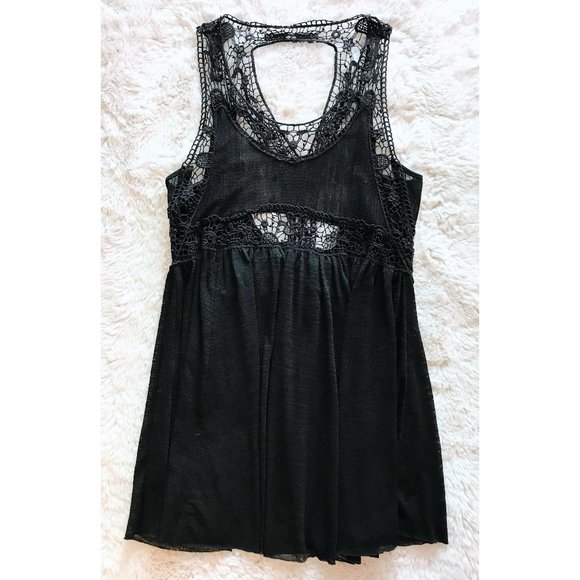 En Creme Black Crochet dress | Medium | Cover Up | Crochet Lace & Semi Sheer EUC - Picture 3 of 14